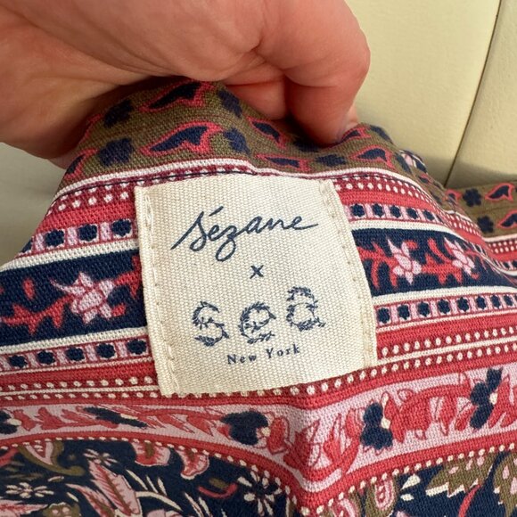 Sézane x Sea New York limited edition tote bag, navy paisley floral print, NWOT - Picture 4 of 5